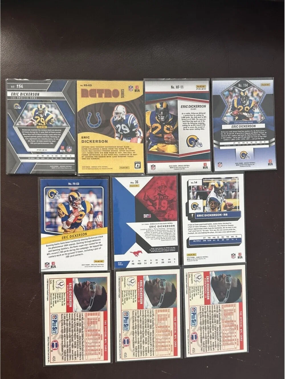 HOF RB ERIC DICKERSON COLLECTION PANINI/TOPPS/PRO SET + 19 NM VINTAGE CARD LOT